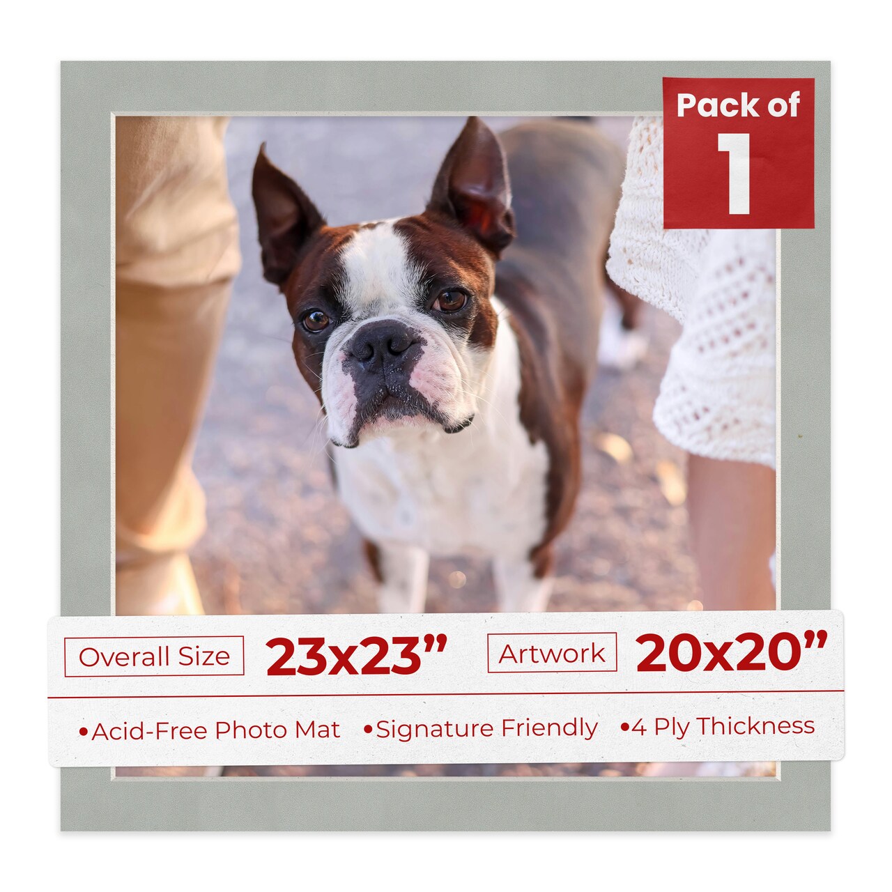 Light Grey Suede Mat Board for 23x23 Frames - Fits 20x20 Photos